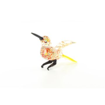 A MURANO STYLE MINIATURE GLASS FIGURINE OF A HUMMINGBIRD