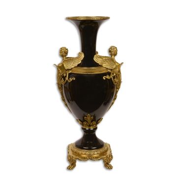A BRONZE MOUNTED PORCELAIN BALUSTER VASE