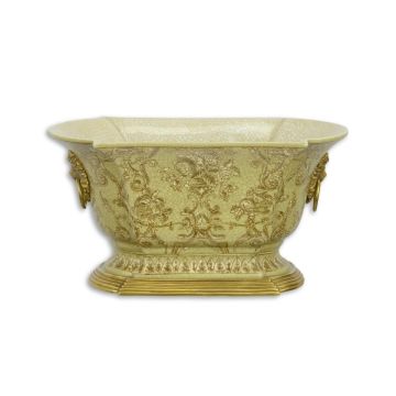 A BRONZE MOUNTED PORCELAIN PLANTER