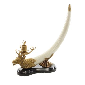 A BRONZE MOUNTED PORCELAIN TROPHY CANDLE HOLDER