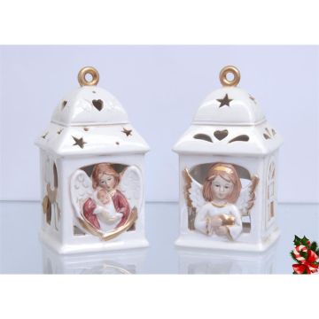 A PAIR OF PORCELAIN TEA LIGHT HOLDERS