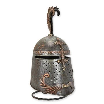 AN IRON GREAT HELM ON STAND (RX-368)