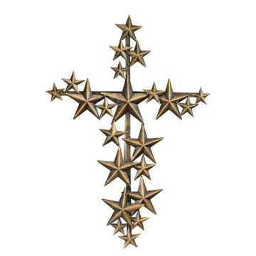 AN IRON WALL DECOR CROSS WITH STARS