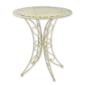 A WHITE IRON GARDEN TABLE