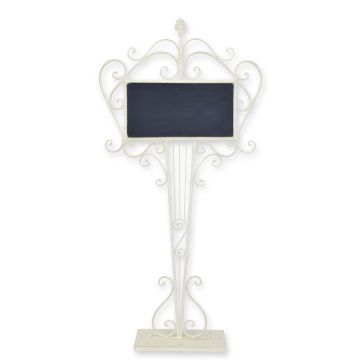 AN IRON CHALKBOARD ON STAND - WHITE