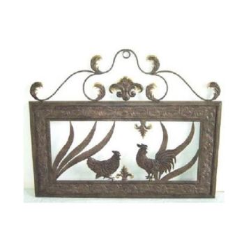 A PAIR OF WALL PLAQUE CHICKEN AND ROOSTER