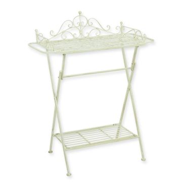 A WROUGHT IRON BATHROOM TABLE, WHITE