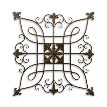A WROUGHT IRON ORNAMENTAL WALL DECOR