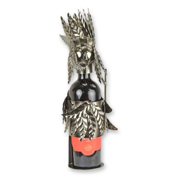 Blikken flessenhouder "indiaan" grijs