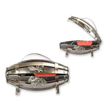 A TIN BOTTLE HOLDER "BARREL"