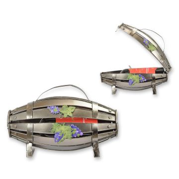 Blikken flessenhouder "wijnvat"