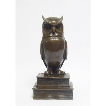 A BRONZE SCULPTURE OF THE WISE OWL