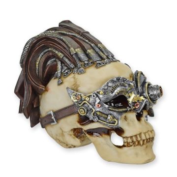 STEAMPUNK SCHEDEL VAN HARS MET VENETIAANS MASKER