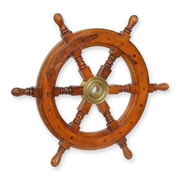 A WOODEN STEERING WHEEL
