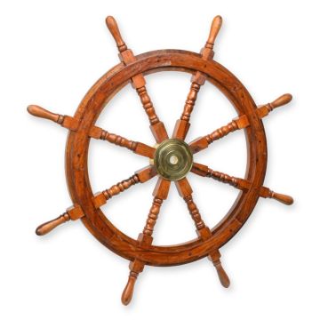 A WOODEN STEERING WHEEL