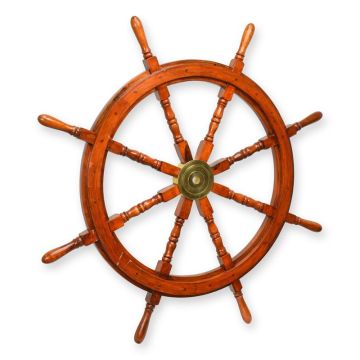 A WOODEN STEERING WHEEL