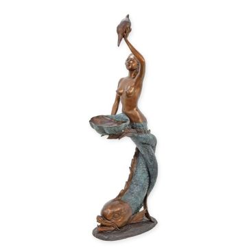 A BRONZE MERMAID FOUNTAIN