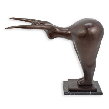 Modernistische bronzen sculptuur van een naakte vrouw