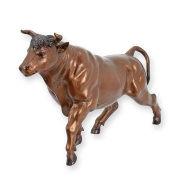 A BRONZE SCULPTURE OF A BULL WITH MARBLE BASE