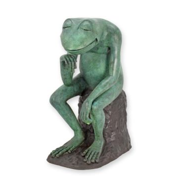 A BRONZE SCULPTURE OF A THINKING FROG