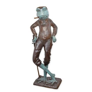 A BRONZE SCULPTURE OF A GOLFING FROG