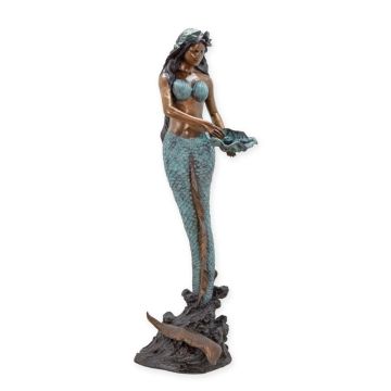A BRONZE MERMAID FOUNTAIN