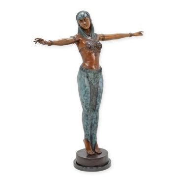 A BRONZE SCULPTURE OF AN EGYPTIAN DANCER