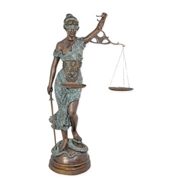 A BRONZE SCULPTURE OF LADY JUSTICE