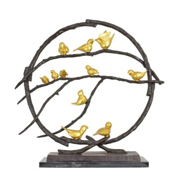 A MODERNIST BRONZE SCULPTURE OF BIRDS IN A TREE
