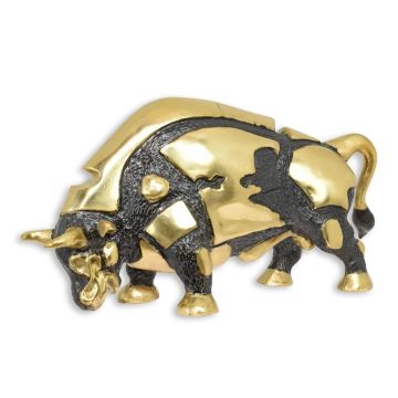 A MODERNIST BRONZE SCULPTURE OF A BULL - BLACK AND GOLD