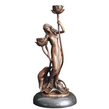 A BRONZE ART NOUVEAU CANDLEHOLDER