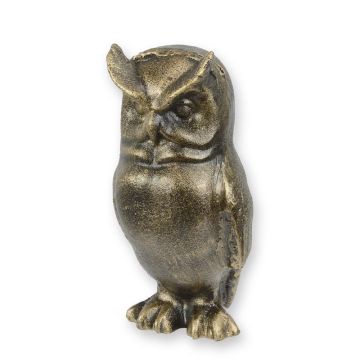 A CAST IRON SCULPTURE OF AN OWL