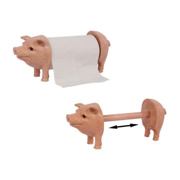 AN EXTENSIBLE CAST IRON PIGGY KITCHEN ROLL HOLDER