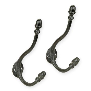 A PAIR OF 4 CAST IRON WALL HOOKS