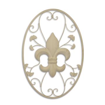 AN IRON FLEUR DE LIS WALL DECOR - WHITE