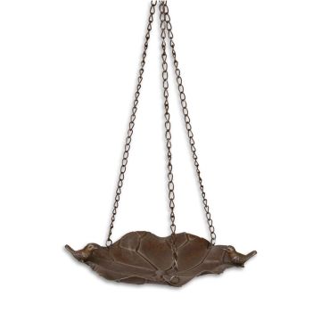 A HANGING IRON BIRD BATH