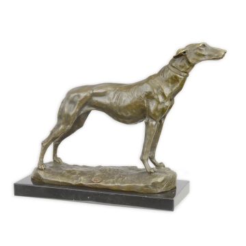 A BRONZE SCULPTURE OF A GREY-HOUND
