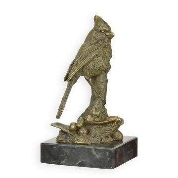BRONZEN SCULPTUUR VAN EEN NOORDELIJKE KARDINAALVOGEL