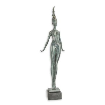 A MODERNIST BRONZE SCULPTURE OF A FEMALE NUDE