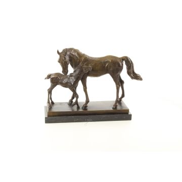 A BRONZE GROUP OF A MARE AND FOAL