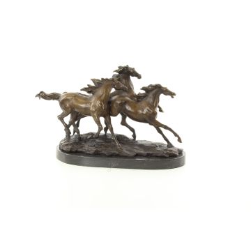 A BRONZE GROUP OF 3 GALLOPING HORSES