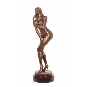 EROTISCHE BRONZEN SCULPTUUR VAN EEN PIN-UP GIRL / NUDE