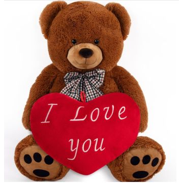 Knuffelbeer Bruin 50cm met HartKussen 32cm 