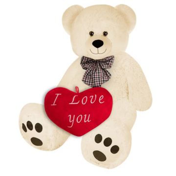 Zachte Teddybeer 100cm XL Creme incl. Hartkussen