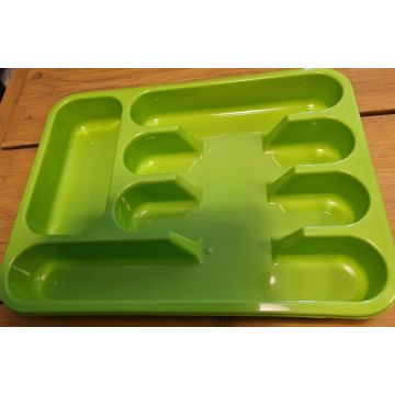 Kunststof bestekbak - bestekhouder 5-vaks groen 24.5 x 32.5 cm - Keukenlade- besteklade - inzetbak