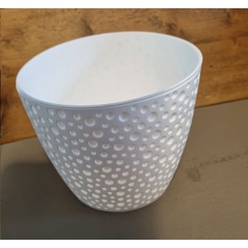 Bloempot BUBBLE rond 17 cm Wit set van 2 stuks