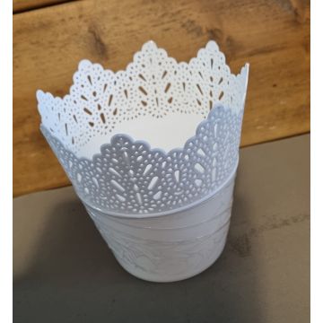 Bloempot PARIJS rond 14,5 cm Wit set van 2 stuks