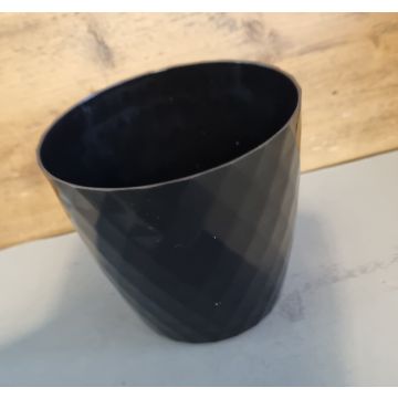 Bloempot VEGAS rond 14 cm Zwart set van 2 stuks