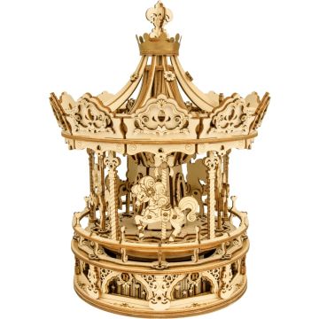 Robotime Romantic Carousel Houten Modelbouw Muziekdoos DIY 