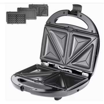 Contactgrill tosti , wafels en grillen Zwart/Zilver 800W 